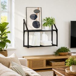 Black Oak Engineered Wood Wall Shelf for Stylish Storage