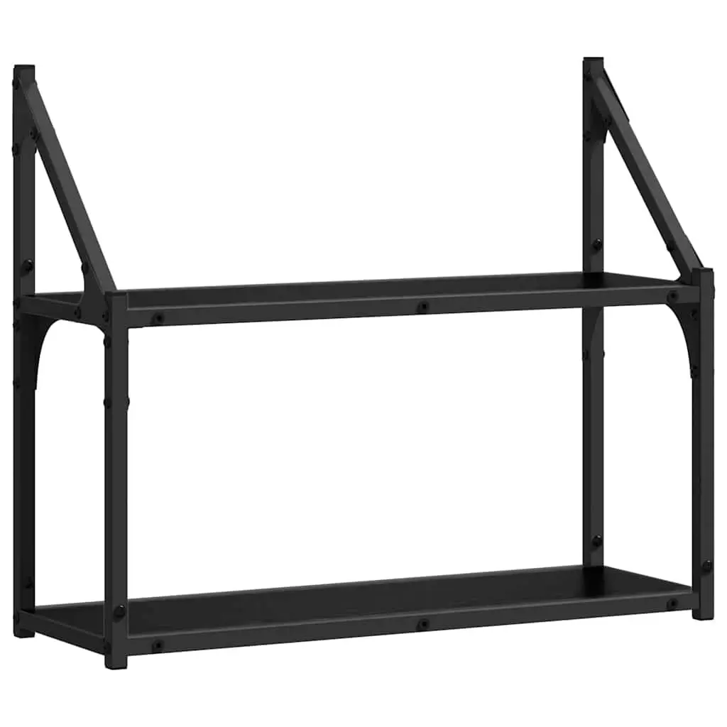 Wall Shelf Black Oak Engineered Wood Storage Display Shelving Unit 60 x 21 x 51