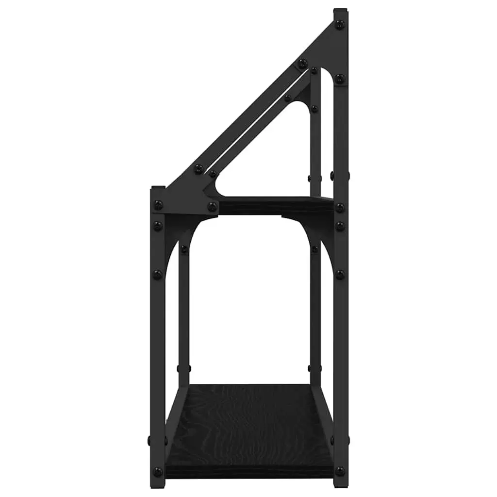 Wall Shelf Black Oak Engineered Wood Storage Display Shelving Unit 60 x 21 x 51