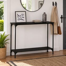 Black Engineered Wood Console Table for Hallways