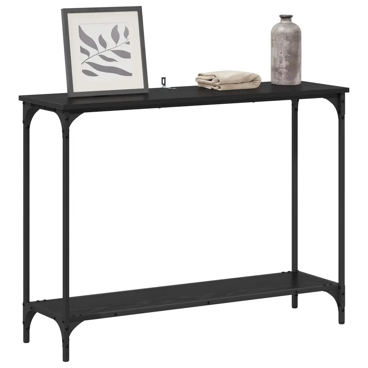 Console Table Black Engineered Wood Industrial Style 101cm x 30.5cm x 75cm Steel Frame