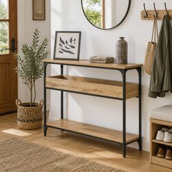 Industrial Style Console Table with Steel Frame