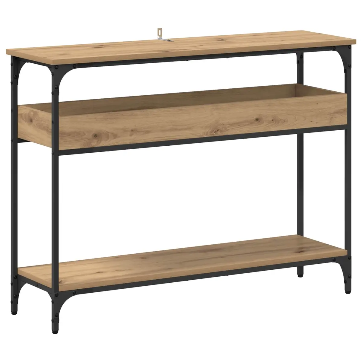 Console Table Industrial Style Rectangular Engineered Wood Steel Frame Brown