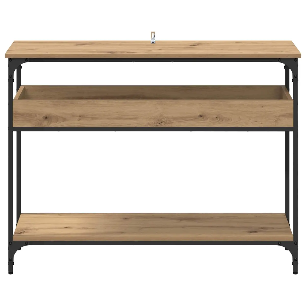 Console Table Industrial Style Rectangular Engineered Wood Steel Frame Brown