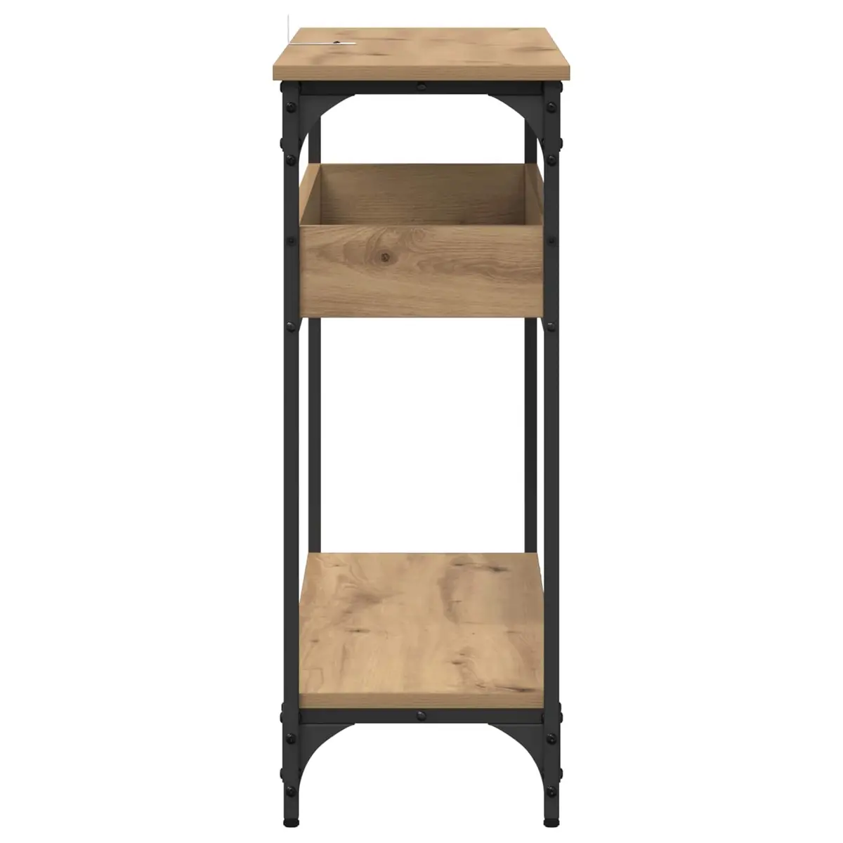 Console Table Industrial Style Rectangular Engineered Wood Steel Frame Brown