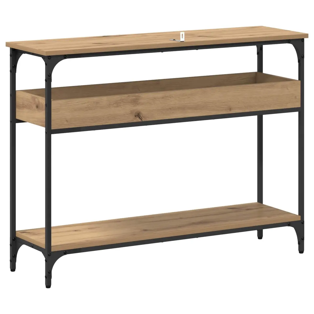 Console Table Industrial Style Rectangular Engineered Wood Steel Frame Brown
