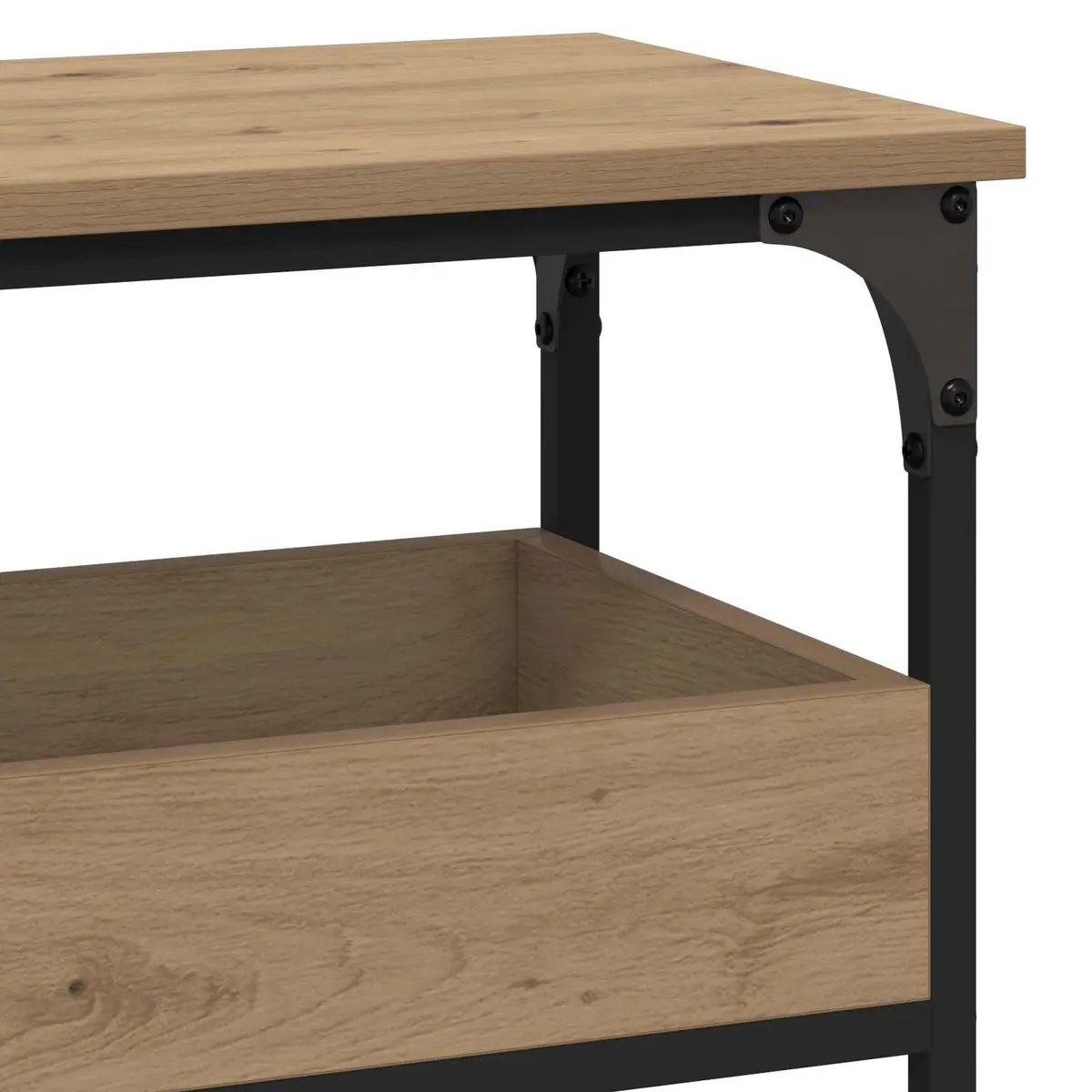 Console Table Industrial Style Rectangular Engineered Wood Steel Frame Brown