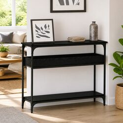 Warm Black Oak Console Table for Living Spaces