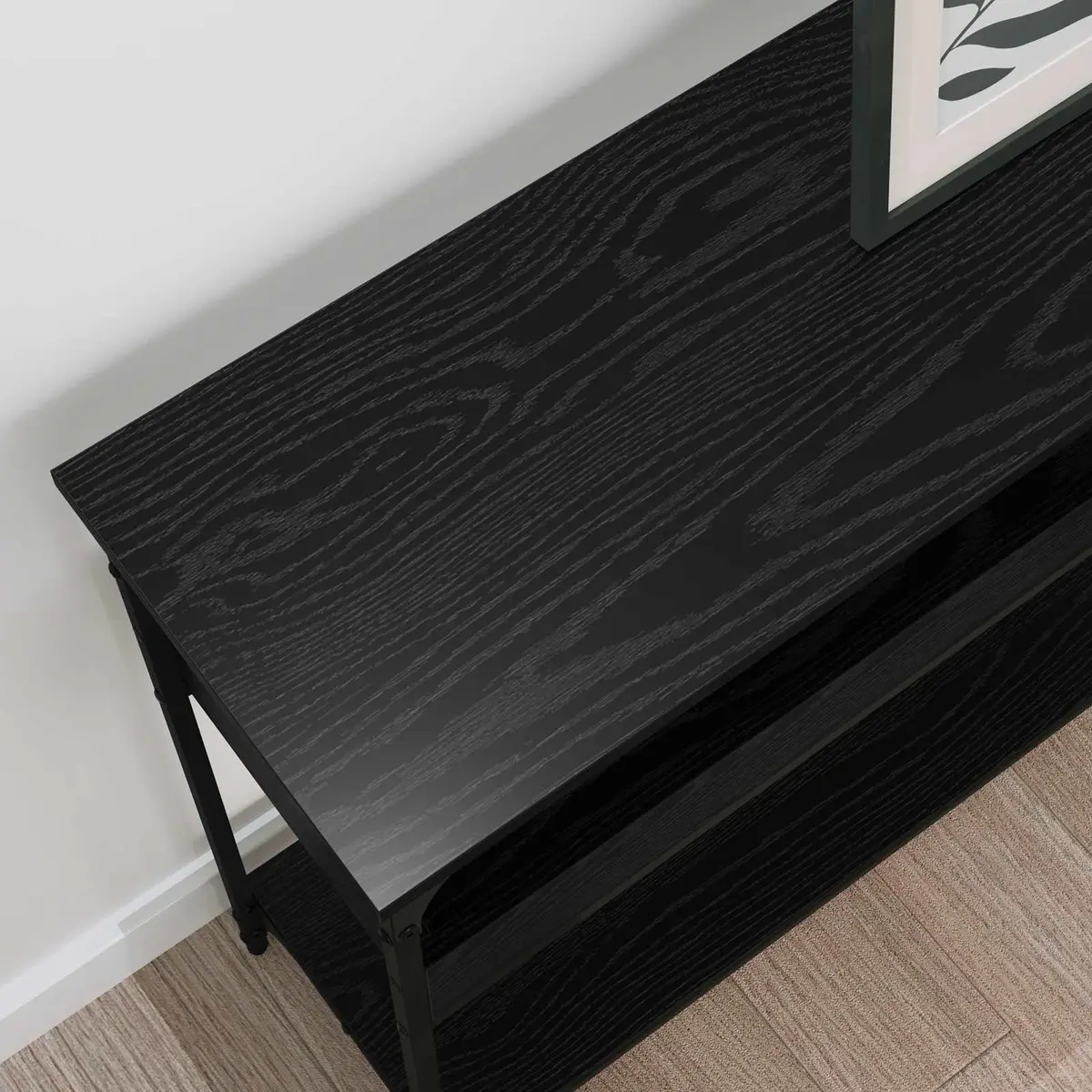 Console Table Black Oak Industrial Design Living Room Hallway Accent Furniture