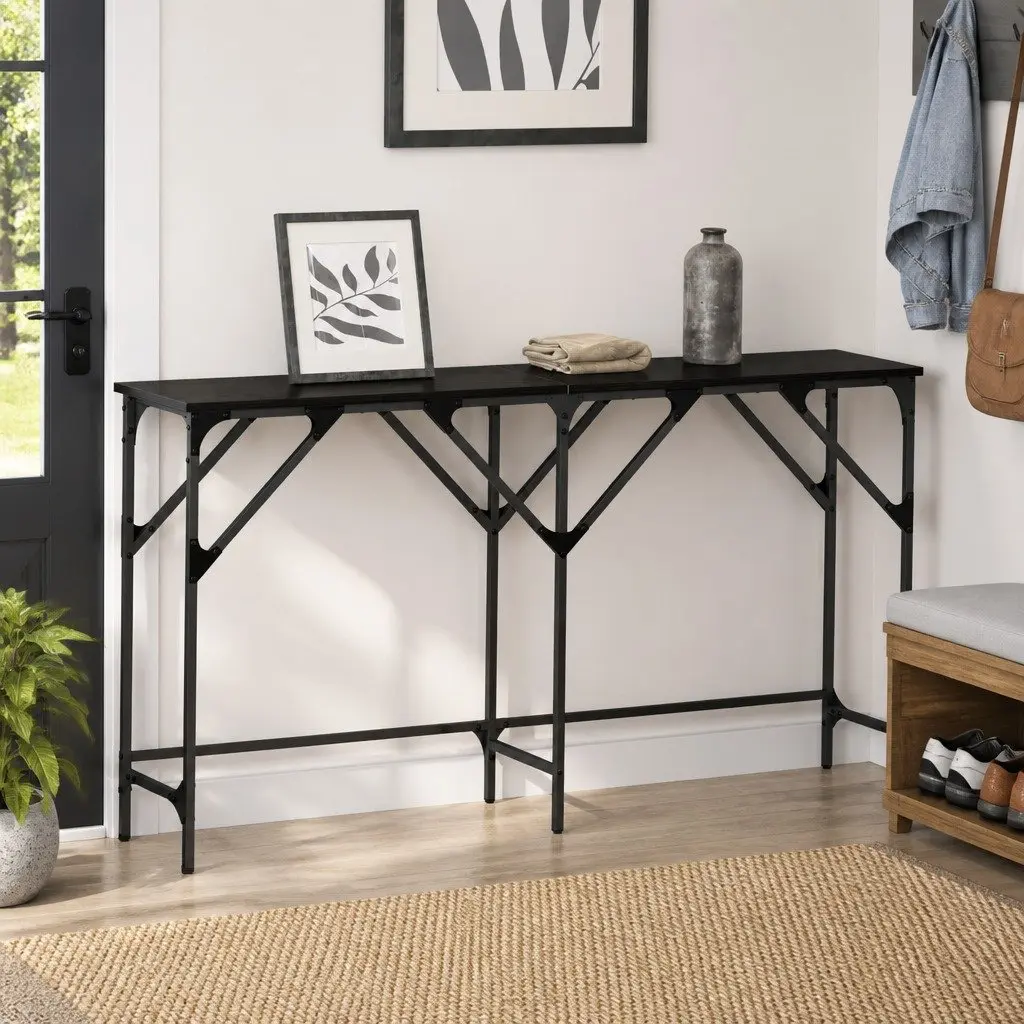 Black Oak Console Table 140cm for Warm Hallway Spaces