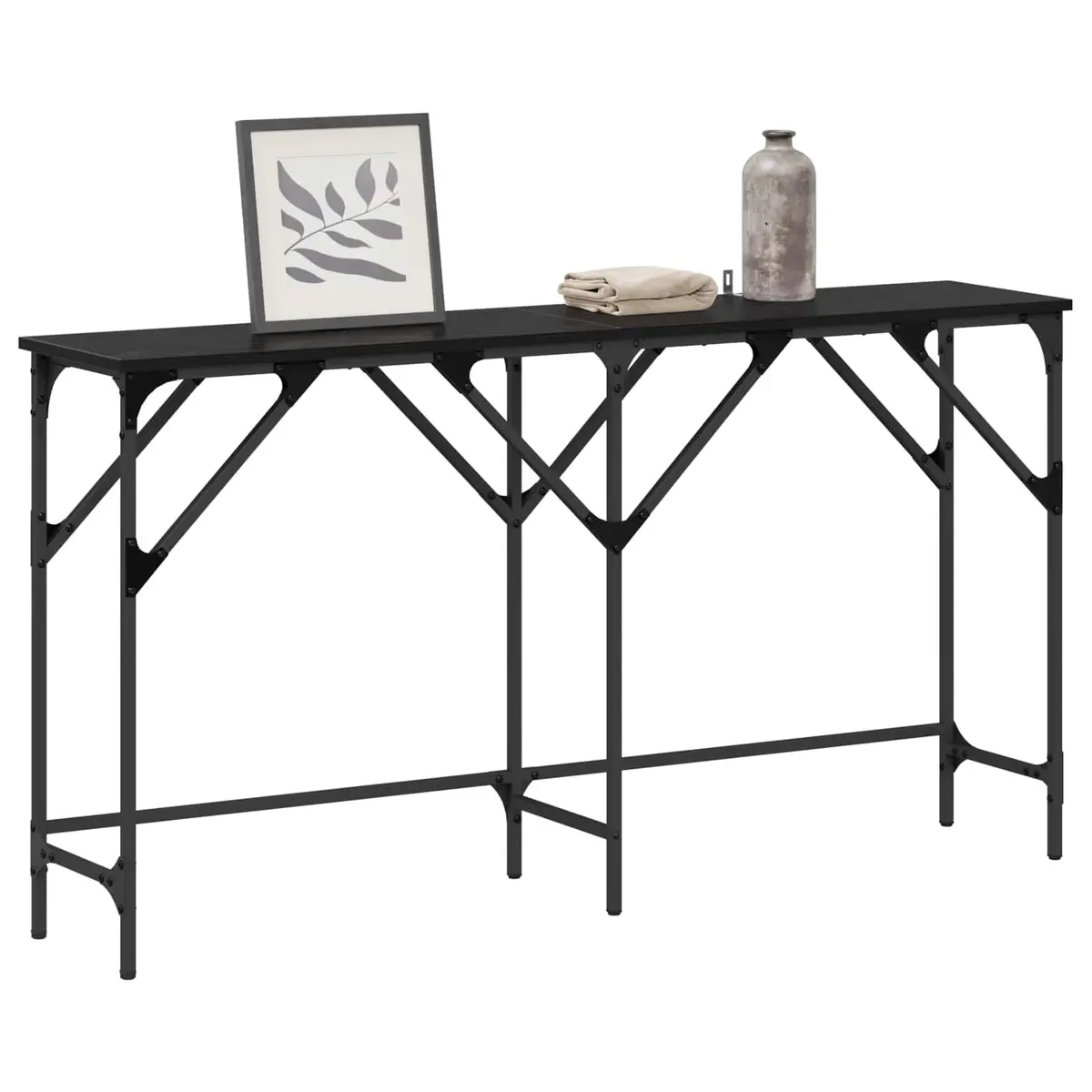 Console Table Industrial Style 140cm Black Oak Engineered Wood
