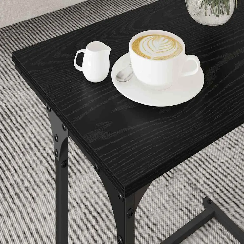 Nesting Coffee Table Industrial Black 3 Piece Engineered Wood Steel