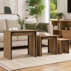 Cozy Nesting Coffee Table Set of 3 in Brown