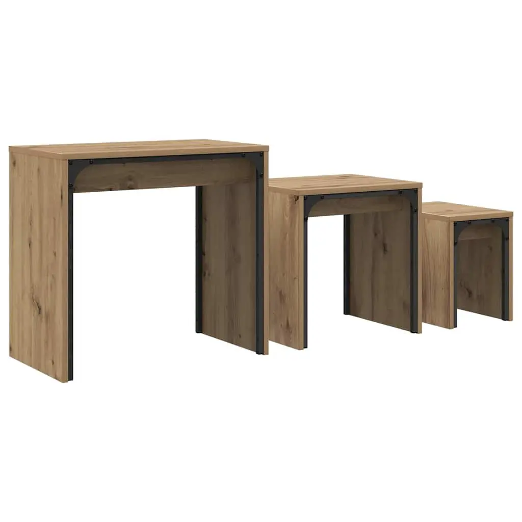 Nesting Coffee Table Set of 3 in Brown