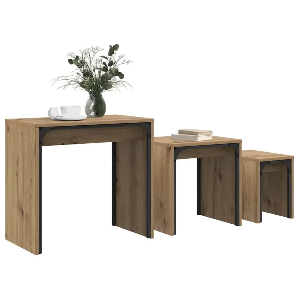 Nesting Coffee Table Set of 3 in Brown