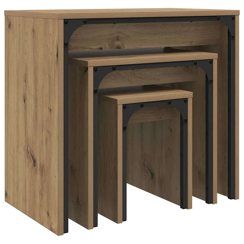 Nesting Coffee Table Set of 3 in Brown