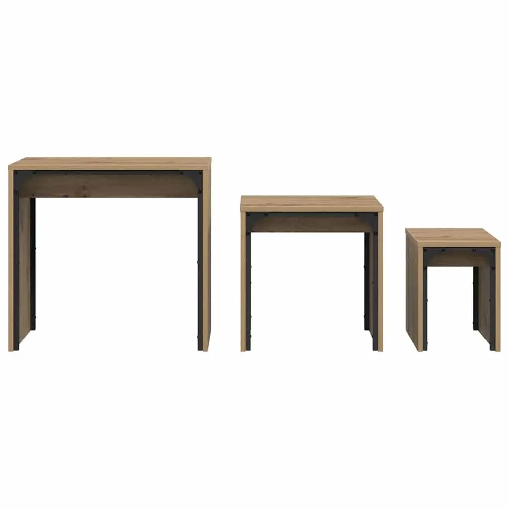 Nesting Coffee Table Set of 3 in Brown