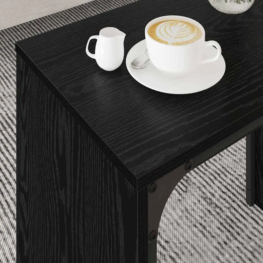 3-Piece Black Oak Nesting Coffee Table Set