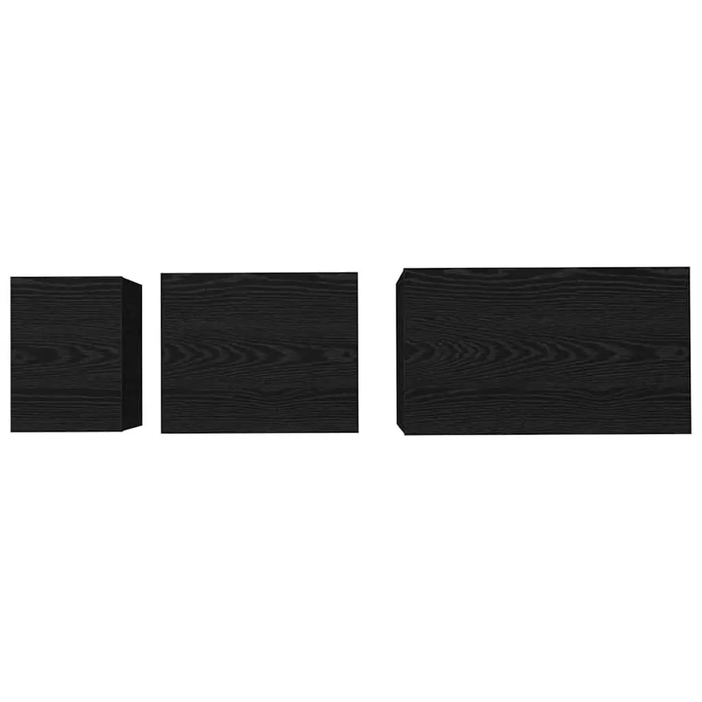 3-Piece Black Oak Nesting Coffee Table Set