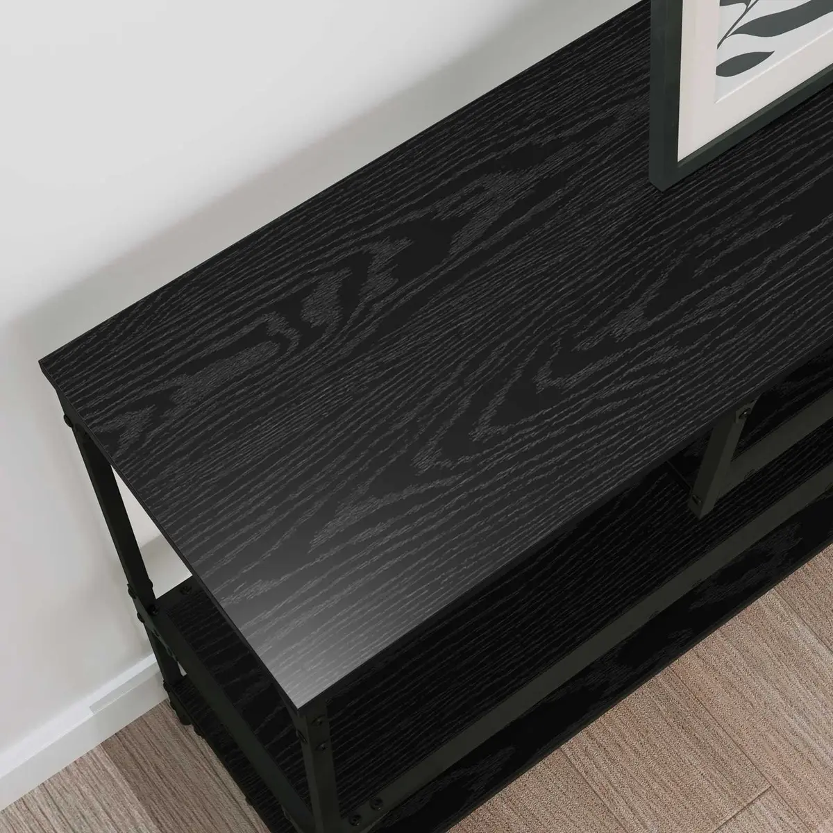 Console Table Industrial Style Narrow Black Engineered Wood Steel