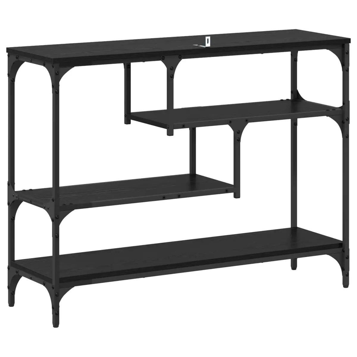 Console Table Industrial Style Narrow Black Engineered Wood Steel