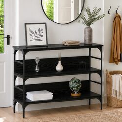 Black Engineered Wood Console Table for Living Rooms