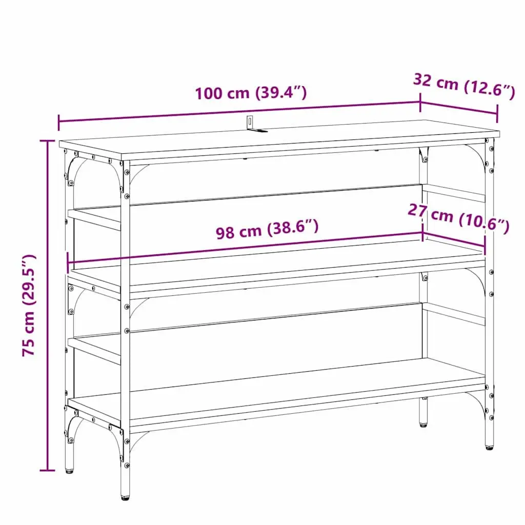 Black Engineered Wood Console Table for Living Rooms
