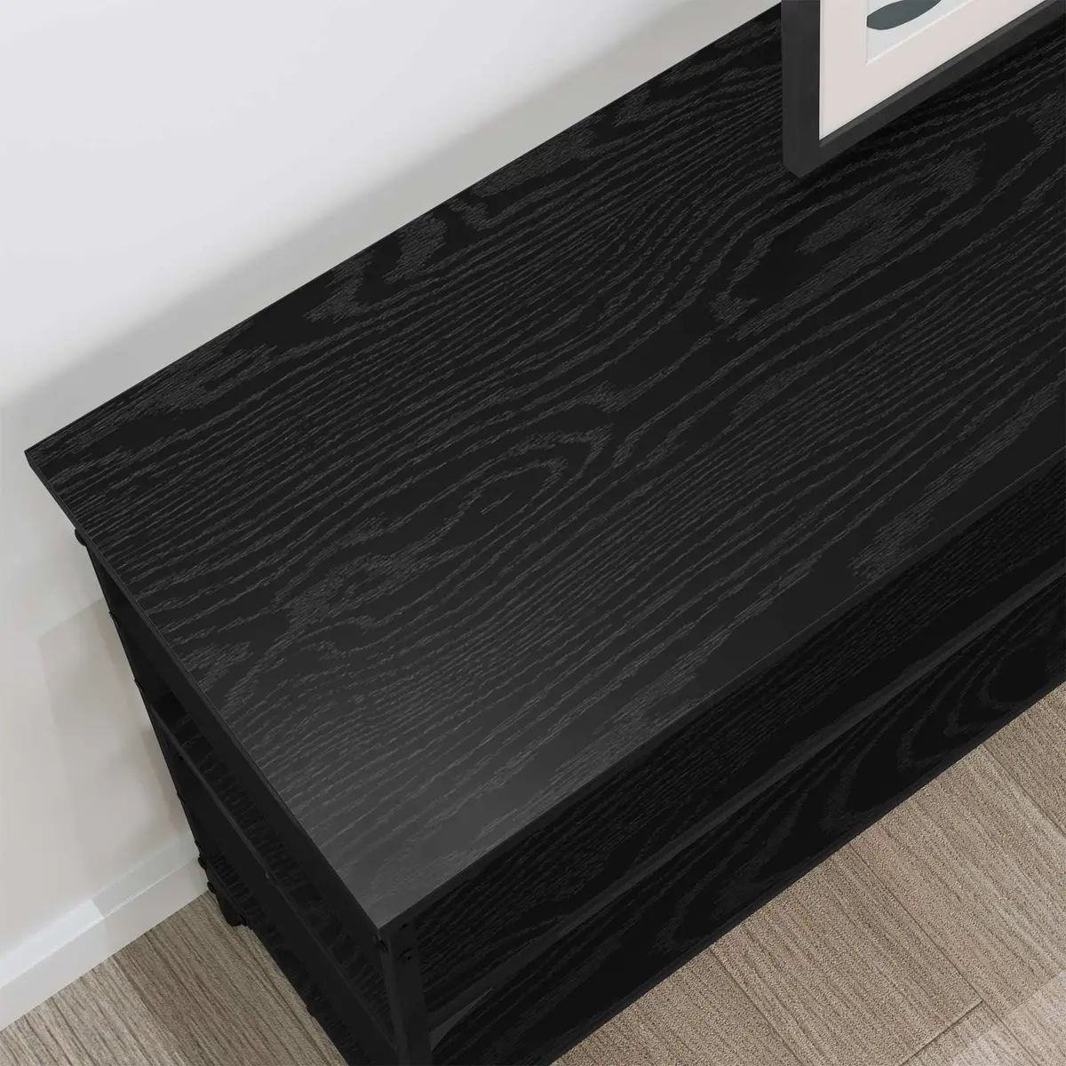 Black Engineered Wood Console Table for Living Rooms