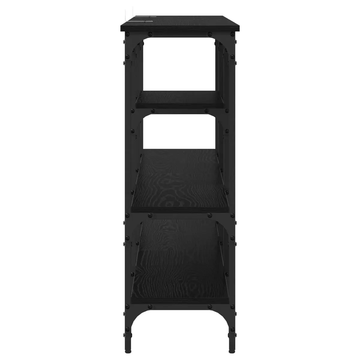 Console Table Industrial Black Oak Steel Frame Engineered Wood 160 x 29 x 80 cm