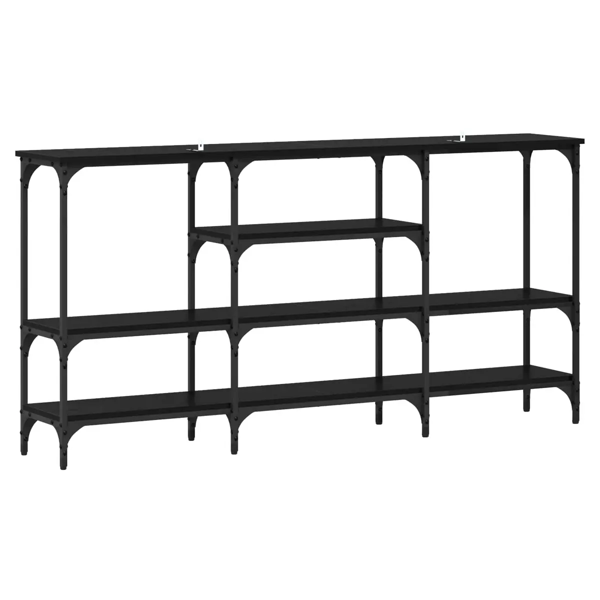Console Table Industrial Black Oak Steel Frame Engineered Wood 160 x 29 x 80 cm