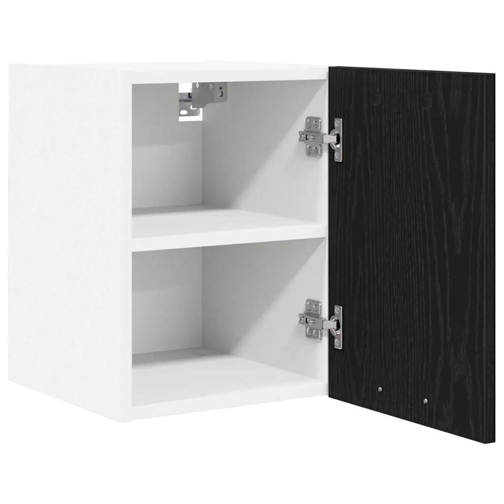 Hanging Kitchen Cabinet Black Oak White Modern 30x31x40cm Engineered Wood