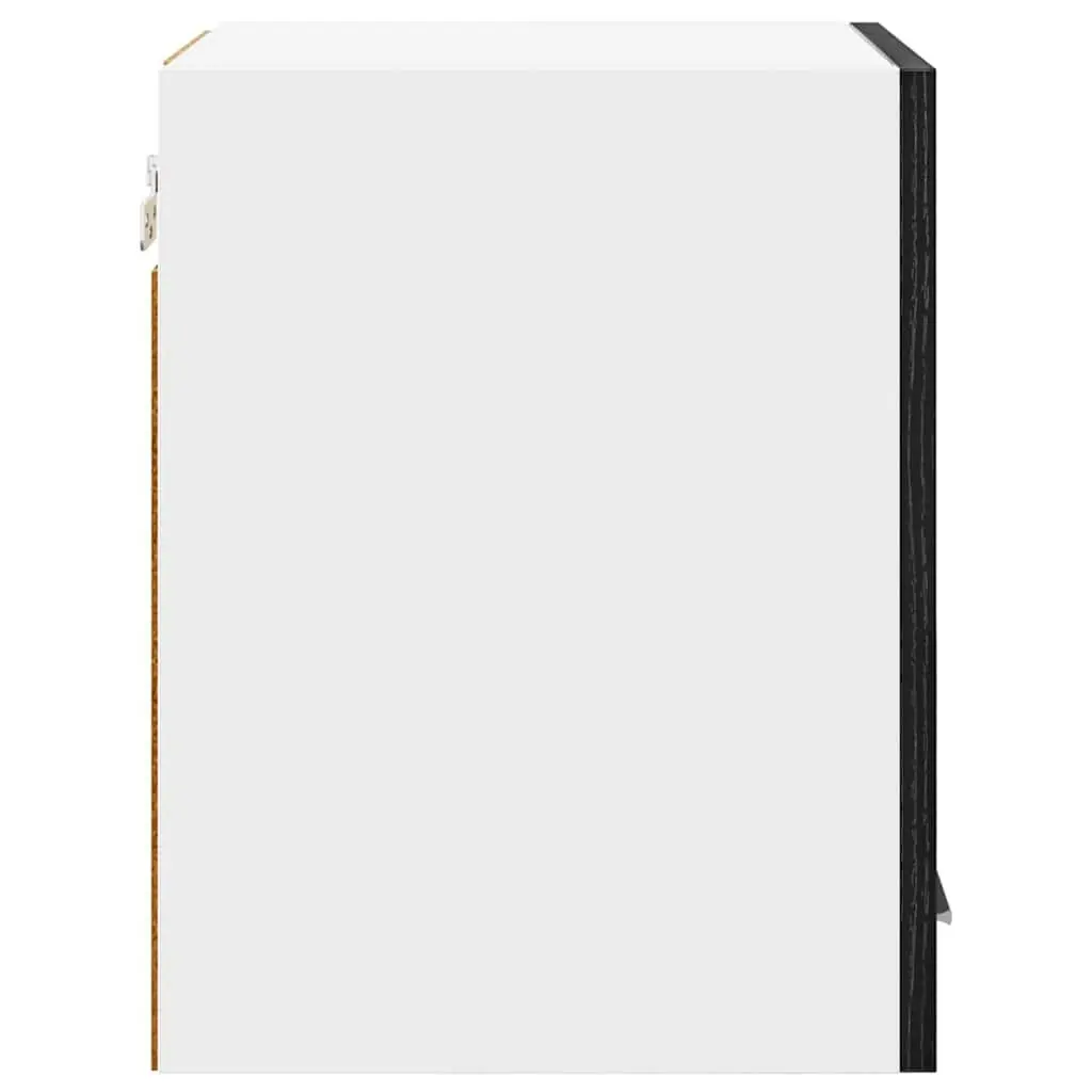 Hanging Kitchen Cabinet Set in Black Oak and White