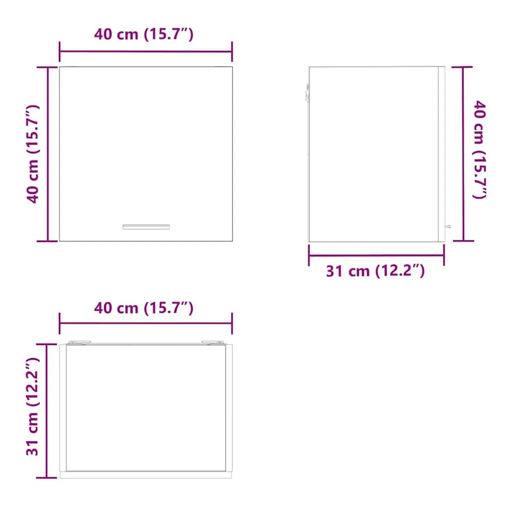 Hanging Kitchen Cabinet White Storage Cupboard Single Door Engineered Wood 40x31x40cm