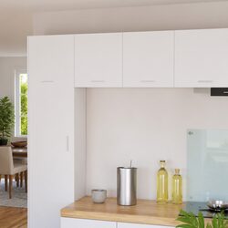 Charming White Hanging Kitchen Cabinet Set