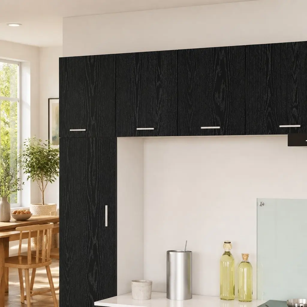 Hanging Kitchen Cabinet Modern Black Oak White 40x31x40cm Engineered Wood Storage
