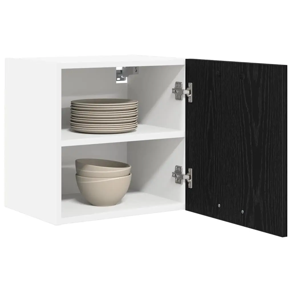 Hanging Kitchen Cabinet Modern Black Oak White 40x31x40cm Engineered Wood Storage