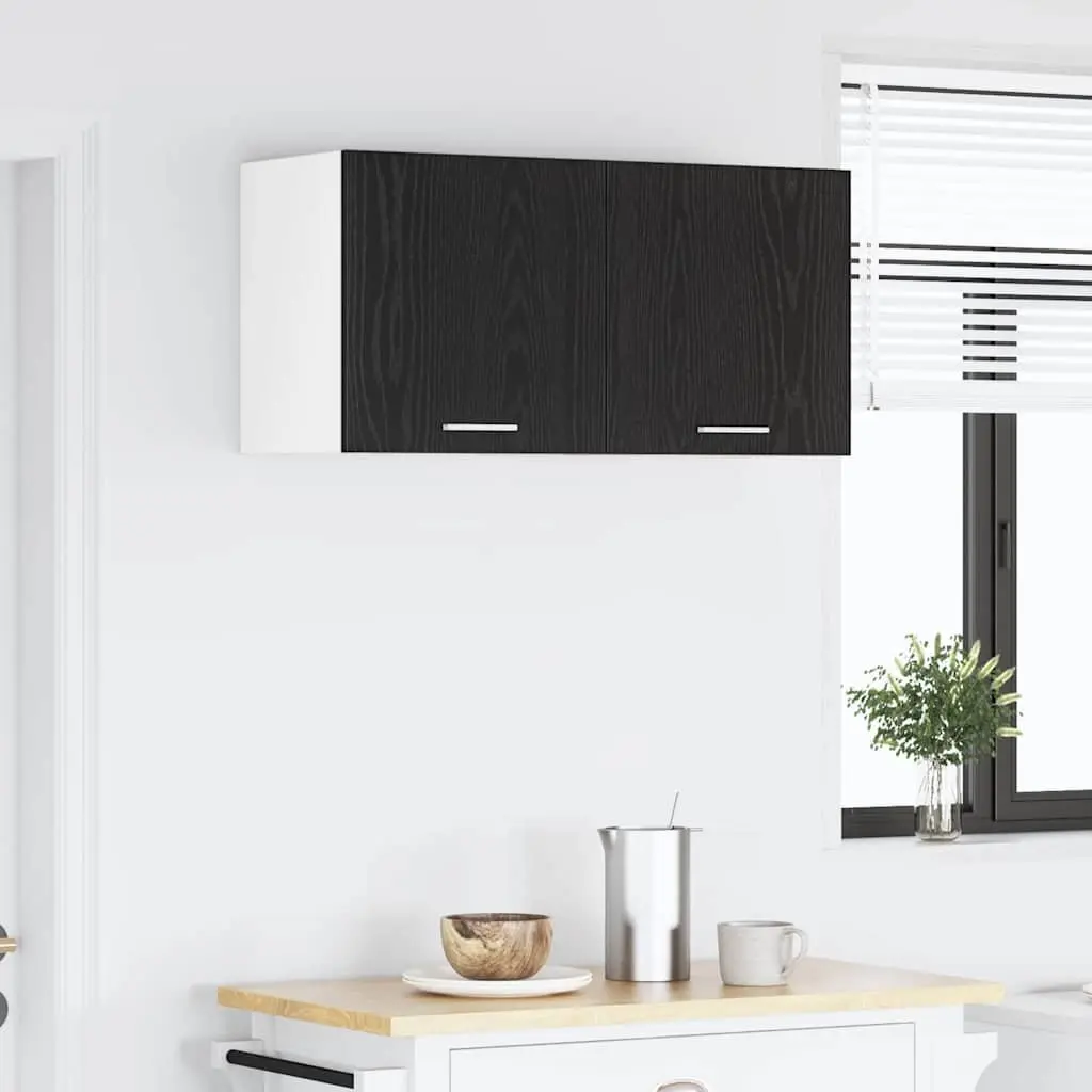 Hanging Kitchen Cabinet Modern Black Oak White 40x31x40cm Engineered Wood Storage