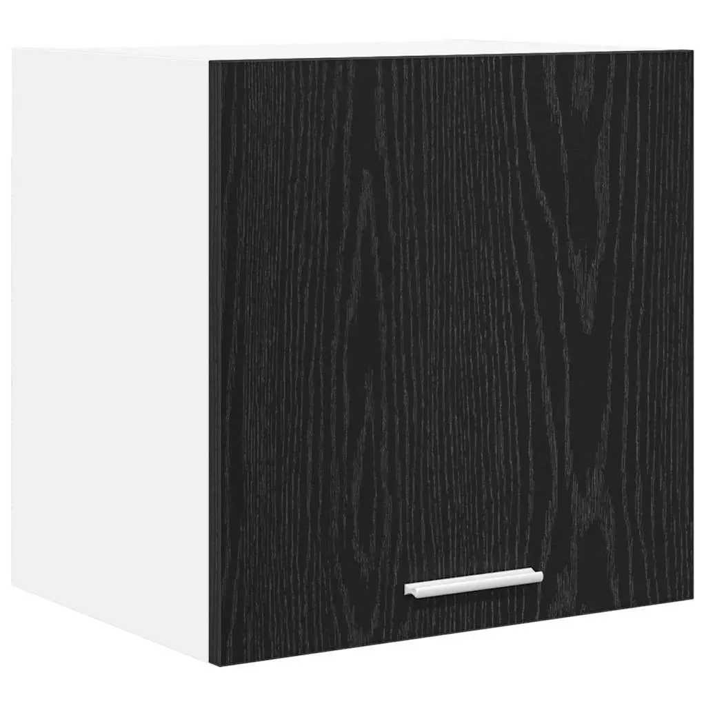 Black Oak and White Kitchen Hanging Cabinet Set