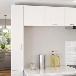 White Engineered Wood Hanging Kitchen Cabinet with Door