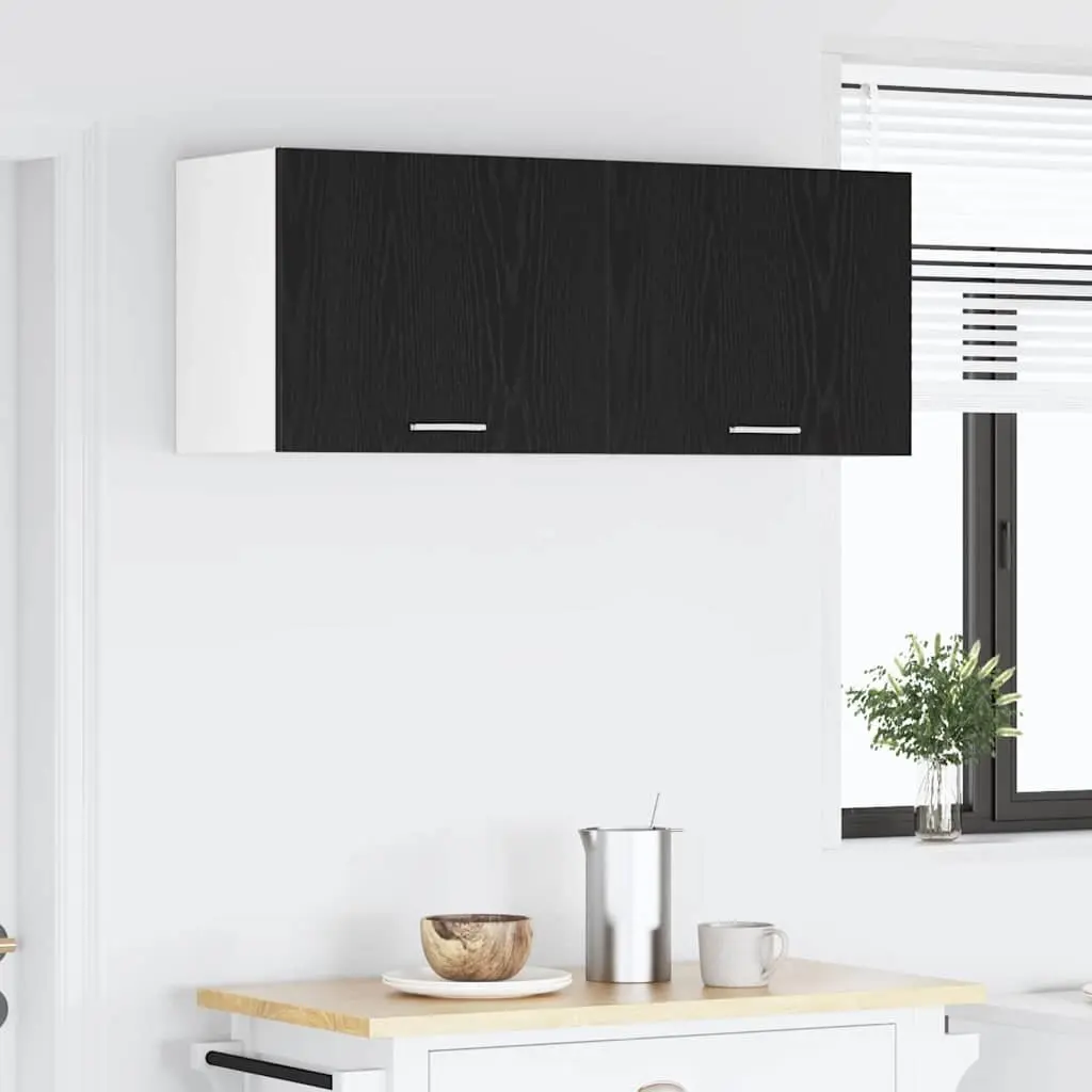 Hanging Kitchen Cabinet Black Oak White Modern 50x31x40cm Engineered Wood