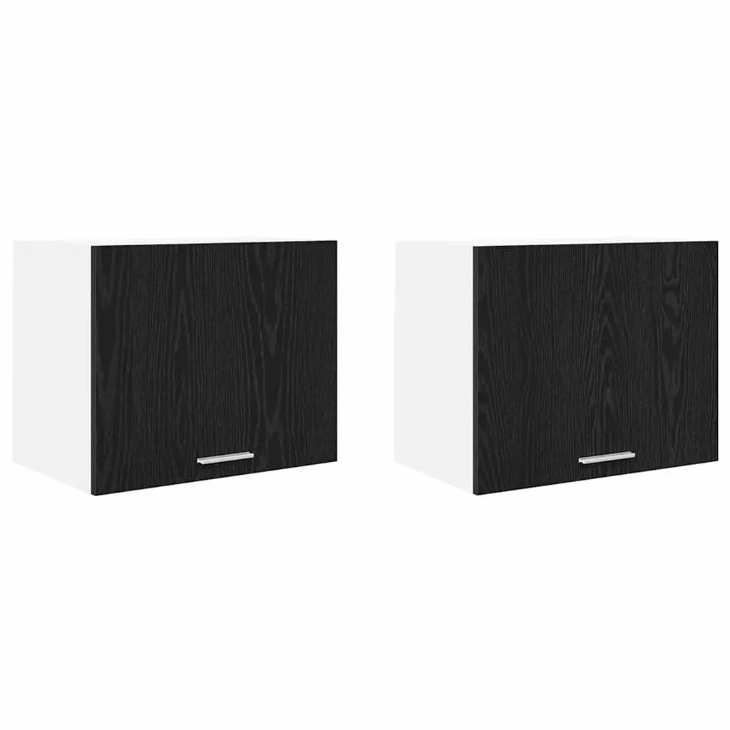 Hanging Kitchen Cabinet Modern Black Oak and White 50x31x40cm Engineered Wood Set of 2