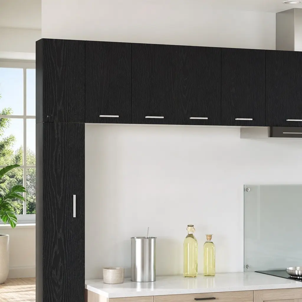 Hanging Kitchen Cabinet Door Storage Black Oak White 60x31x40cm Modern Design