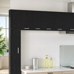 Elegant Hanging Kitchen Cabinet in Black Oak and White
