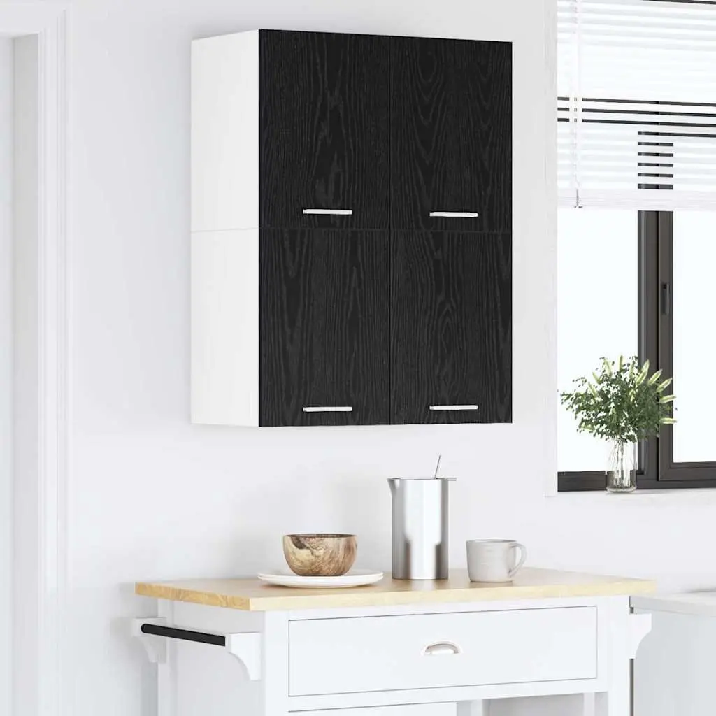 Hanging Kitchen Cabinet Door Storage Black Oak White 60x31x40cm Modern Design