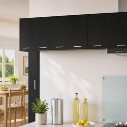 Stylish Black Oak and White Hanging Kitchen Cabinet