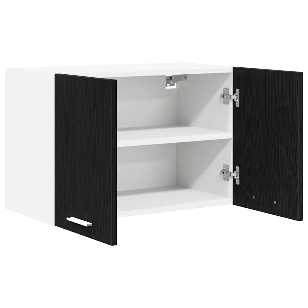 Black Oak and White Hanging Kitchen Cabinet