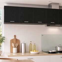 Stylish Black Oak Hanging Kitchen Cabinet for Storage