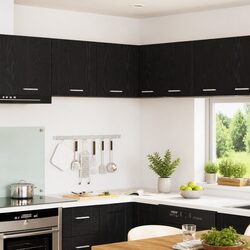 Contemporary Black Oak and White Kitchen Cabinet 57x57x40cm