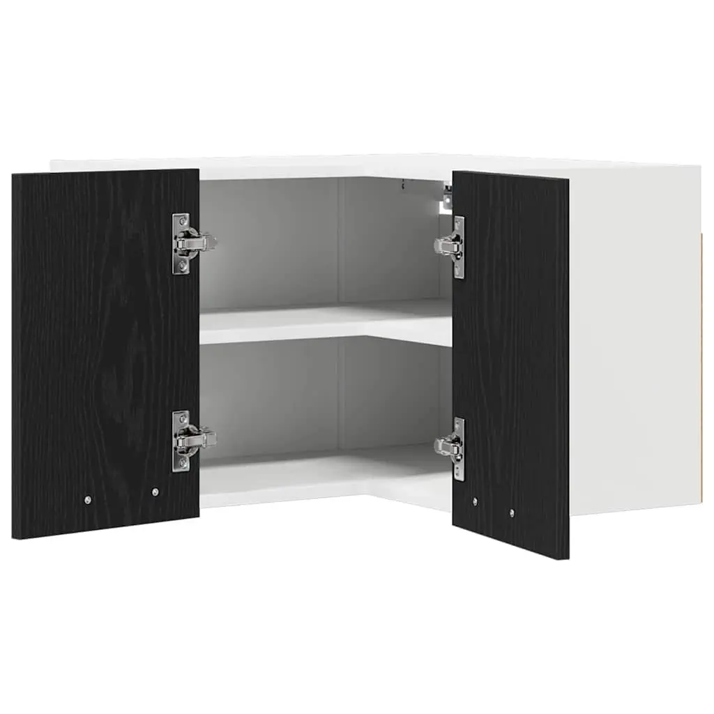 Hanging Kitchen Cabinet Modern Black Oak White 57x57x40cm Engineered Wood
