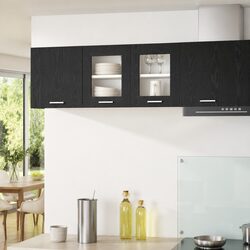 Black Oak Hanging Kitchen Cabinet Set of 2